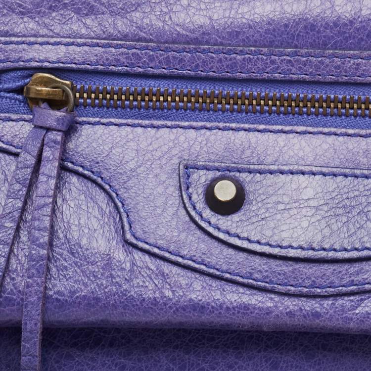 Pre Owned Balenciaga Purple Leather RH Envelope Clutch