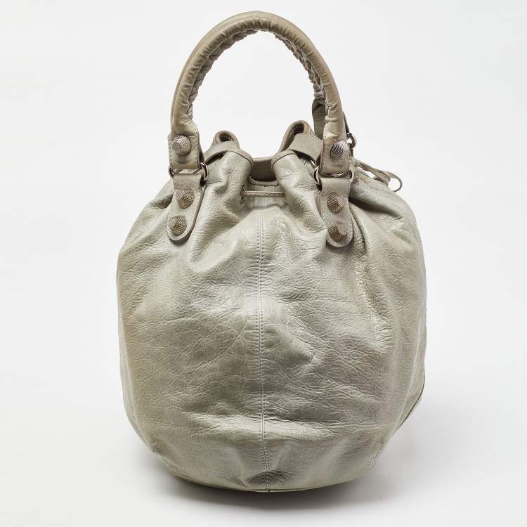 Pre Owned Balenciaga Argent Leather GSH Pompon Hobo