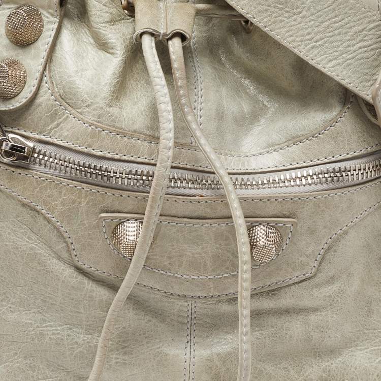 Pre Owned Balenciaga Argent Leather GSH Pompon Hobo