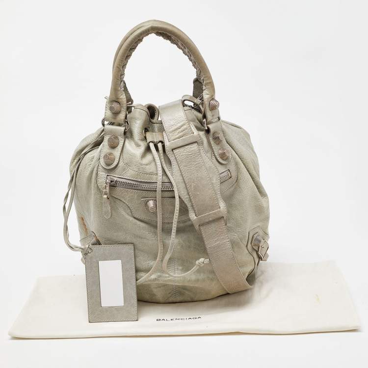 Pre Owned Balenciaga Argent Leather GSH Pompon Hobo