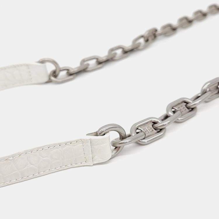 Pre Owned Balenciaga White Patterned Leather XS Gossip Shoulder Bag