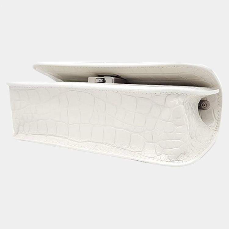 Pre Owned Balenciaga White Patterned Leather XS Gossip Shoulder Bag