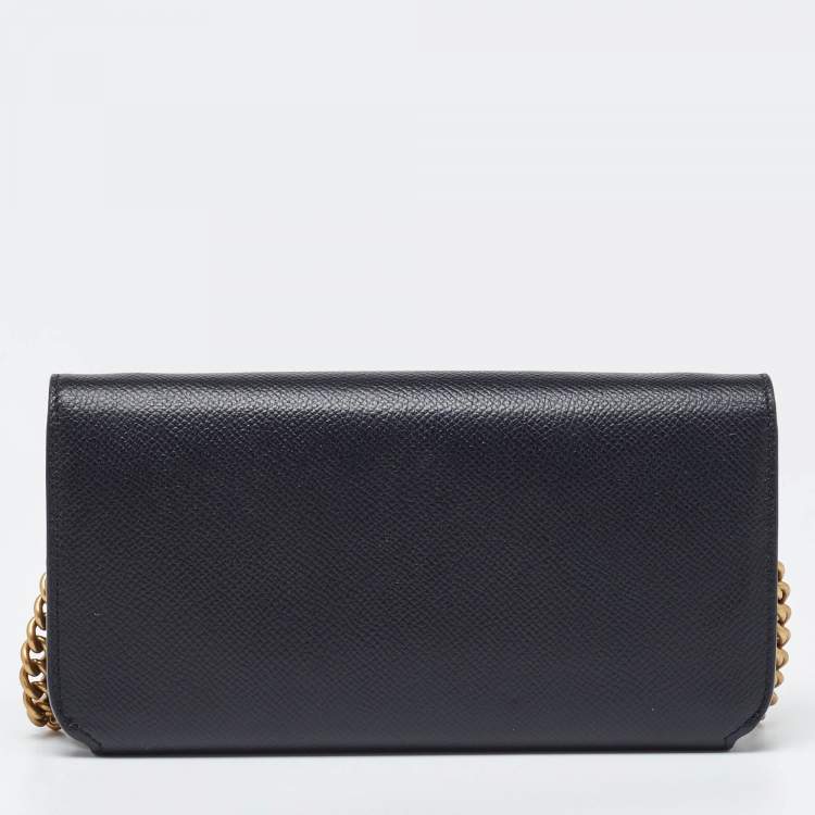 Pre Owned Balenciaga Black Leather Everyday Wallet on Chain