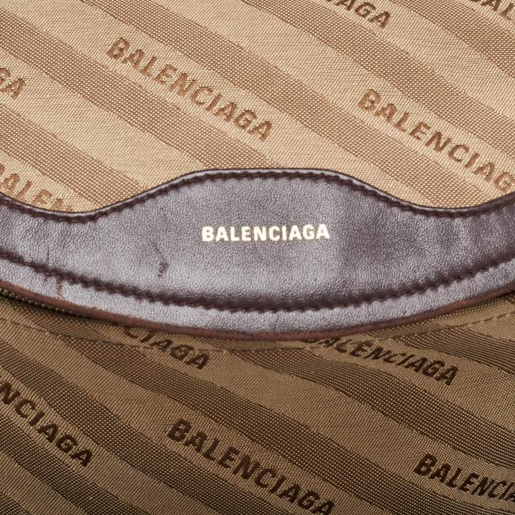 Pre Owned Balenciaga Beige/Brown Canvas and Leather Souvenir Belt Bag