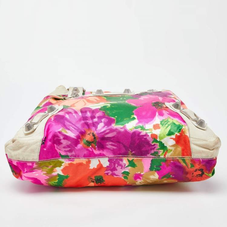 Pre Owned Balenciaga Multicolor Printed Nylon and Leather GSH Brief Bag
