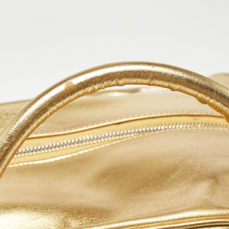 Pre Owned Balenciaga Metallic Gold Leather Bowling MM Bag