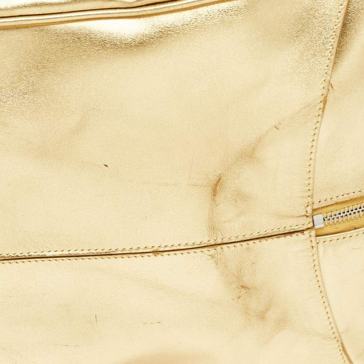 Pre Owned Balenciaga Metallic Gold Leather Bowling MM Bag