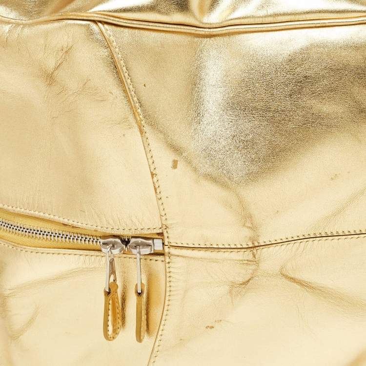 Pre Owned Balenciaga Metallic Gold Leather Bowling MM Bag