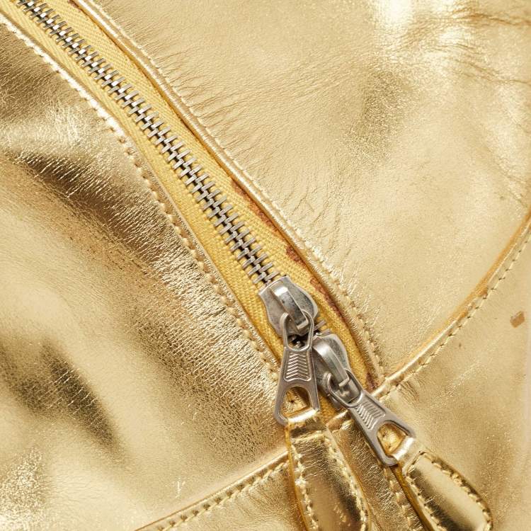 Pre Owned Balenciaga Metallic Gold Leather Bowling MM Bag