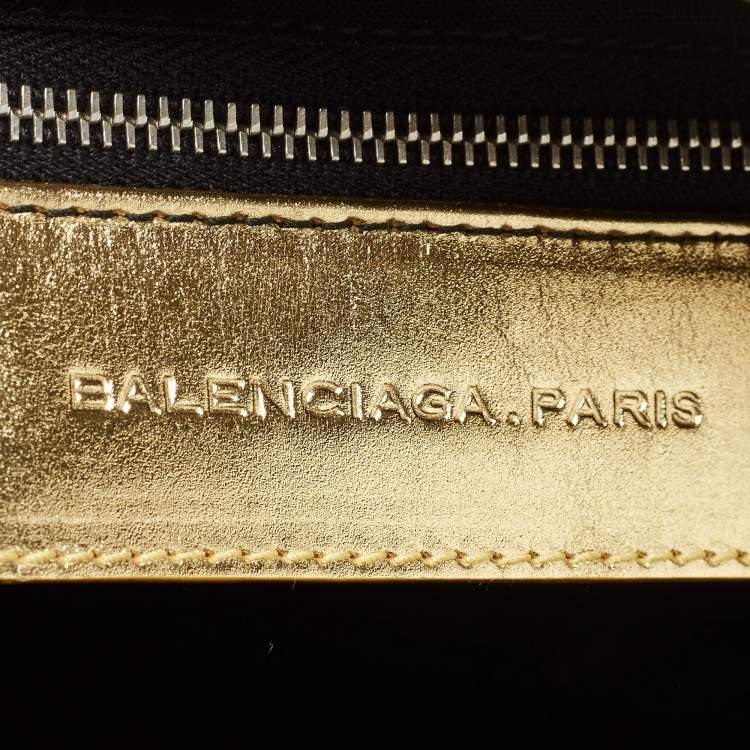 Pre Owned Balenciaga Metallic Gold Leather Bowling MM Bag