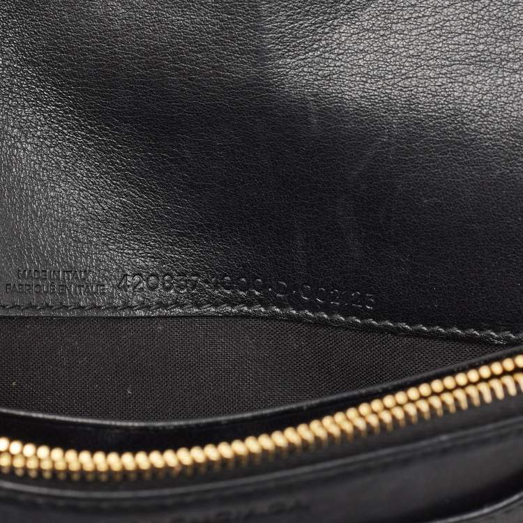 Pre Owned Balenciaga Black Leather Amp Plate Gold Wallet on Chain