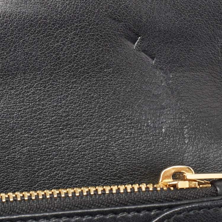 Pre Owned Balenciaga Black Leather Amp Plate Gold Wallet on Chain
