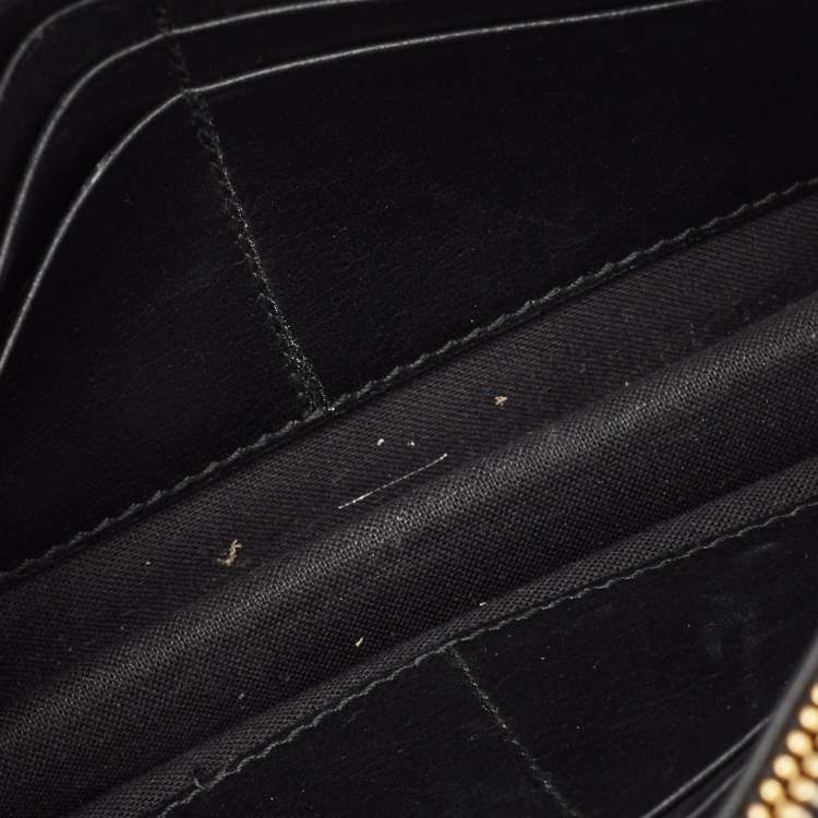 Pre Owned Balenciaga Black Leather Amp Plate Gold Wallet on Chain