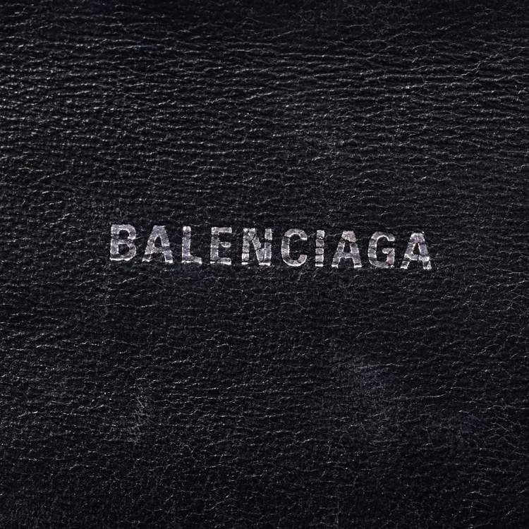 Pre Owned Balenciaga Black Croc Embossed Leather XS Hourglass Top Handle Bag