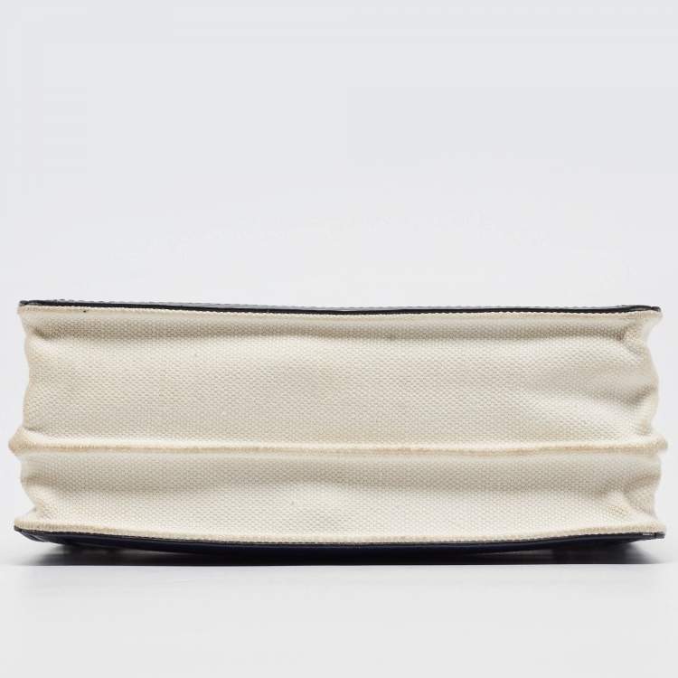 Pre Owned Balenciaga Blue/Off White Canvas and Leather Pochette Shoulder Bag