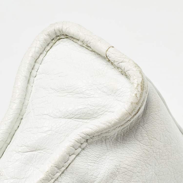 Pre Owned Balenciaga White Leather Nano Classic City Tote