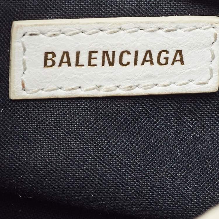 Pre Owned Balenciaga White Leather Nano Classic City Tote