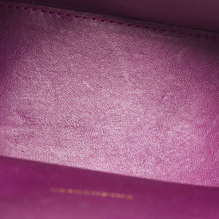 Pre Owned Balenciaga Purple Croc Embossed Leather XS Hourglass Top Handle Bag