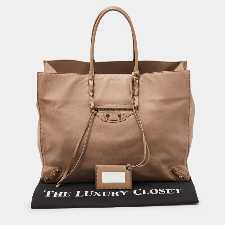 Pre Owned Balenciaga Rose Aubepine Leather Papier A4 Tote