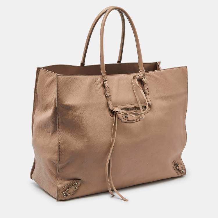 Pre Owned Balenciaga Rose Aubepine Leather Papier A4 Tote