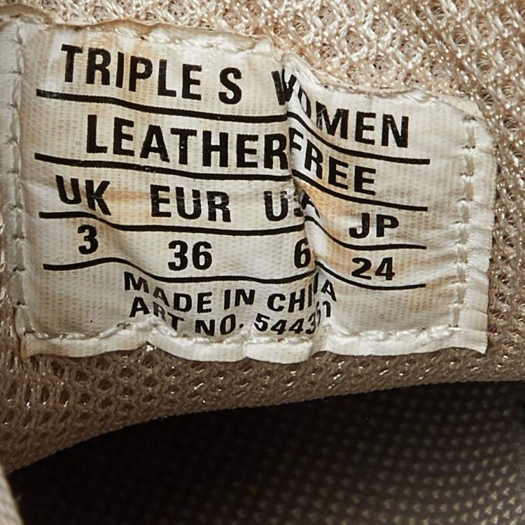 مملوكة مسبقًا Balenciaga Beige Mesh and Faux Leather Triple S Clear Sole Sneakers Size 36