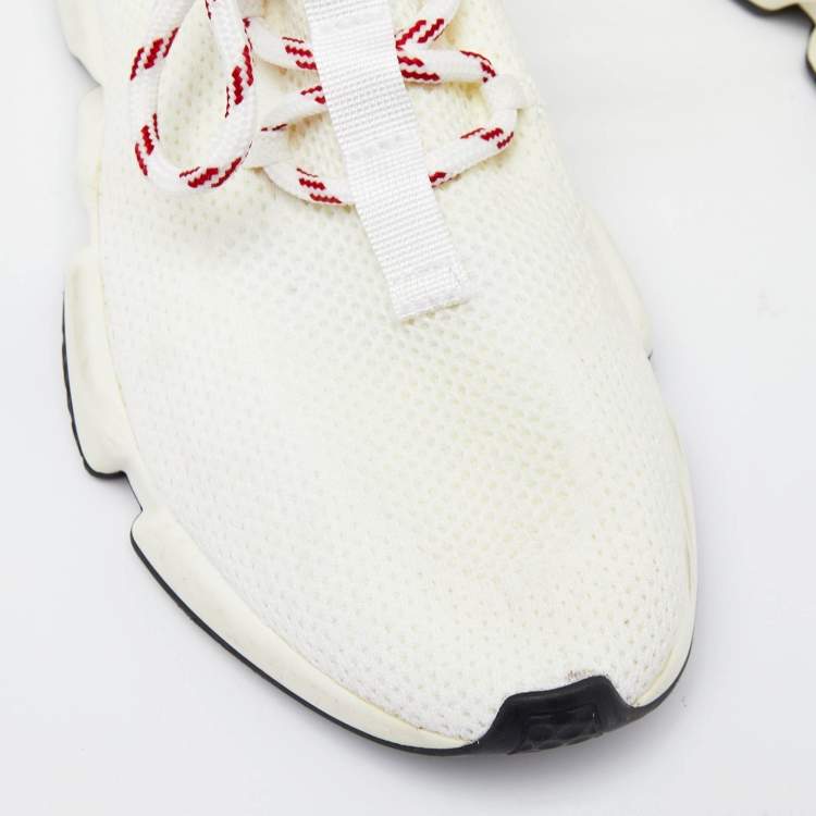 Pre Owned Balenciaga Cream Knit Fabric Speed Lace Up Sneakers Size 39
