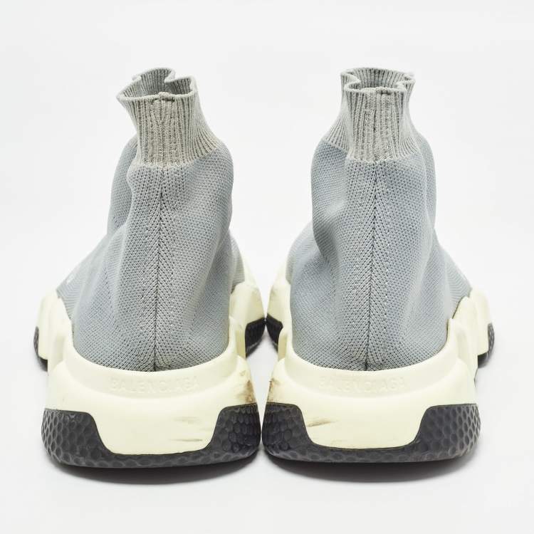Pre Owned Balenciaga Grey Knit Fabric Speed Trainer Sneakers Size 39