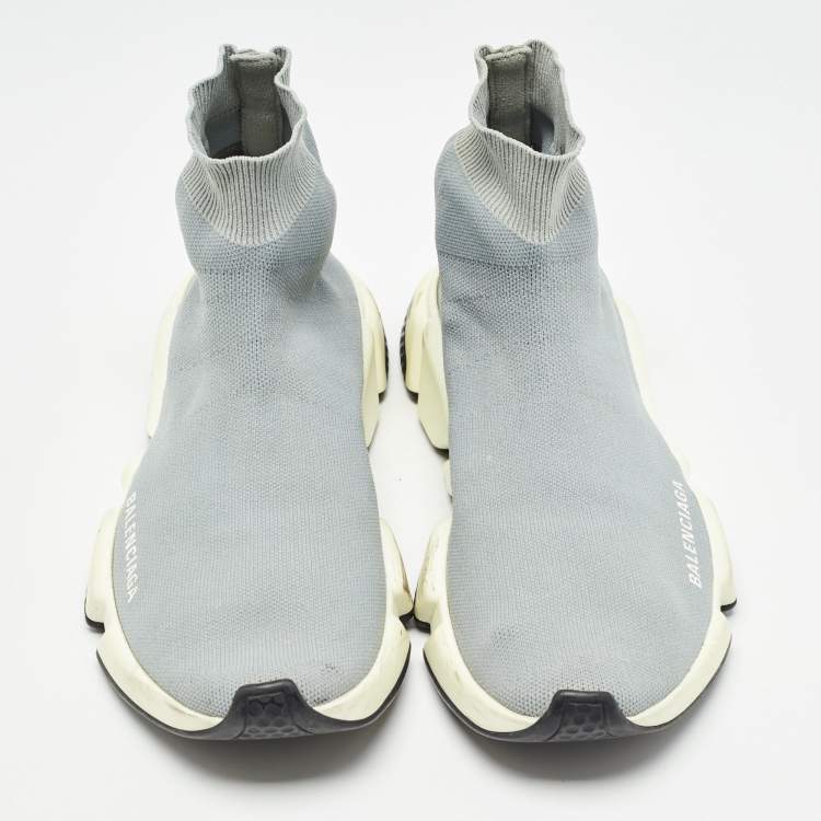 Pre Owned Balenciaga Grey Knit Fabric Speed Trainer Sneakers Size 39