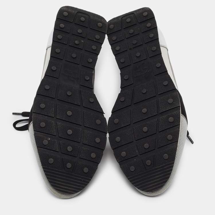 Pre Owned Balenciaga Tricolor Leather and Neoprene Race Runner Sneakers Size 38