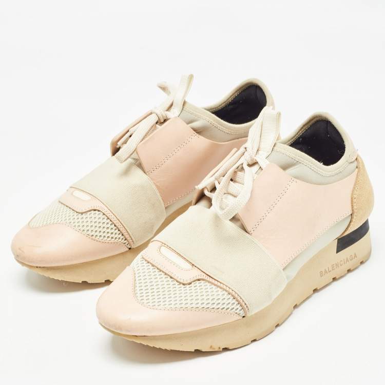 Pre Owned Balenciaga Multi Mesh and Leather Race Runner Sneakers Size 36 