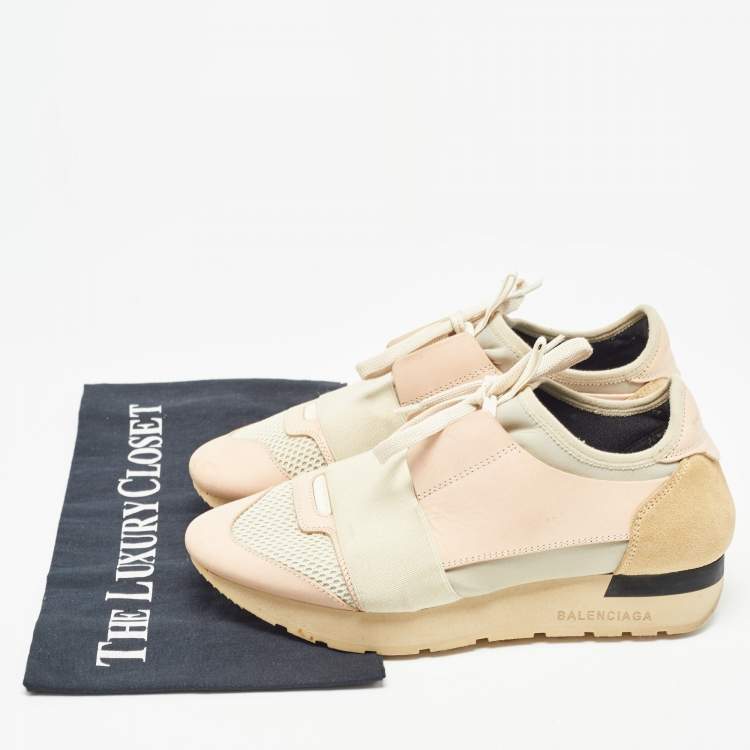 Pre Owned Balenciaga Multi Mesh and Leather Race Runner Sneakers Size 36 