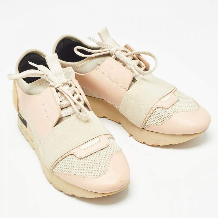 Pre Owned Balenciaga Multi Mesh and Leather Race Runner Sneakers Size 36 