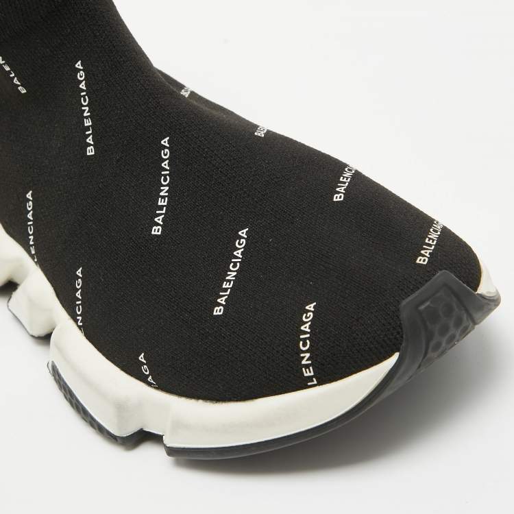 Pre Owned Balenciaga Black Knit Speed Trainer Sneakers Size 38