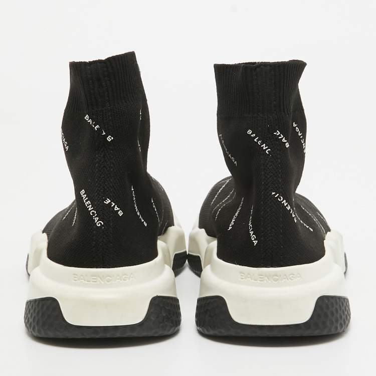 Pre Owned Balenciaga Black Knit Speed Trainer Sneakers Size 38