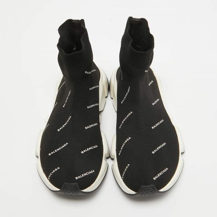 Pre Owned Balenciaga Black Knit Speed Trainer Sneakers Size 38