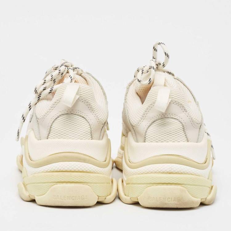 Pre Owned Balenciaga Grey Nubuck and Mesh Triple S Sneakers Size 37