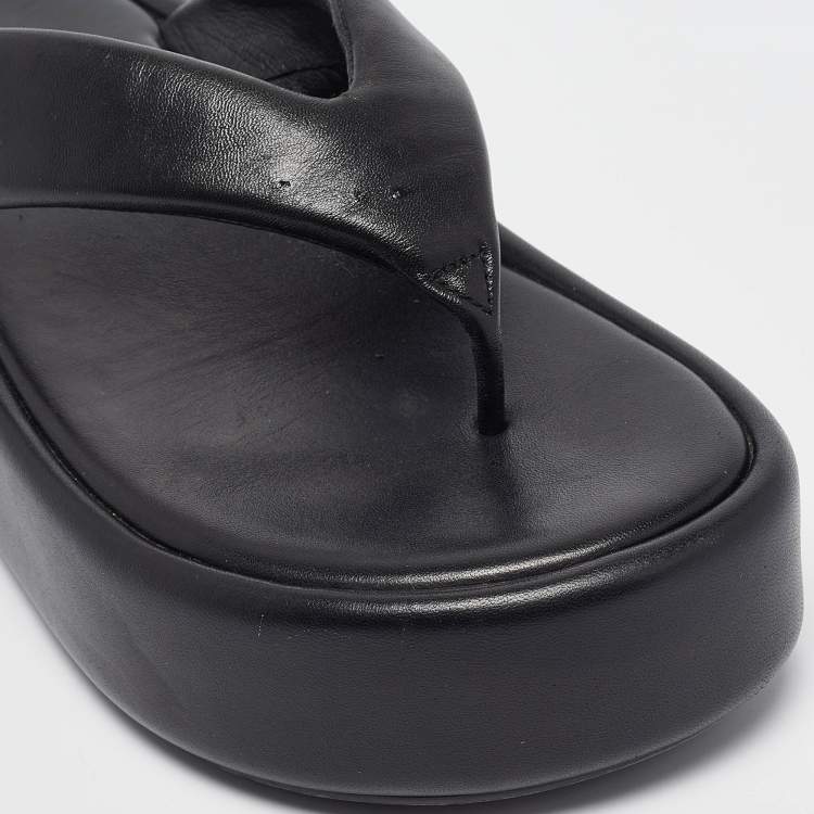 Pre Owned Balenciaga Black Leather Thong Platform Flats Size 40