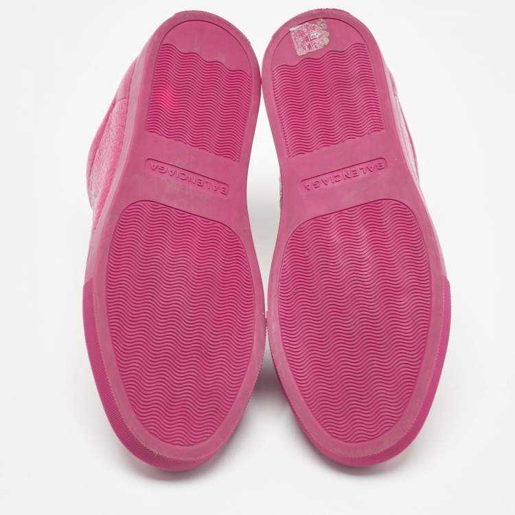 Pre Owned Balenciaga Pink Leather Arena Sneakers Size 38