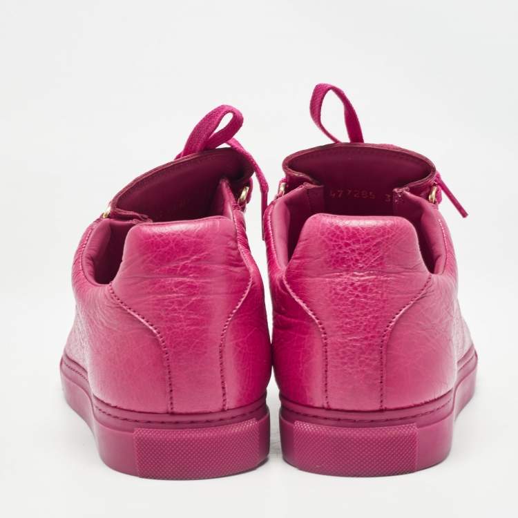 Pre Owned Balenciaga Pink Leather Arena Sneakers Size 38