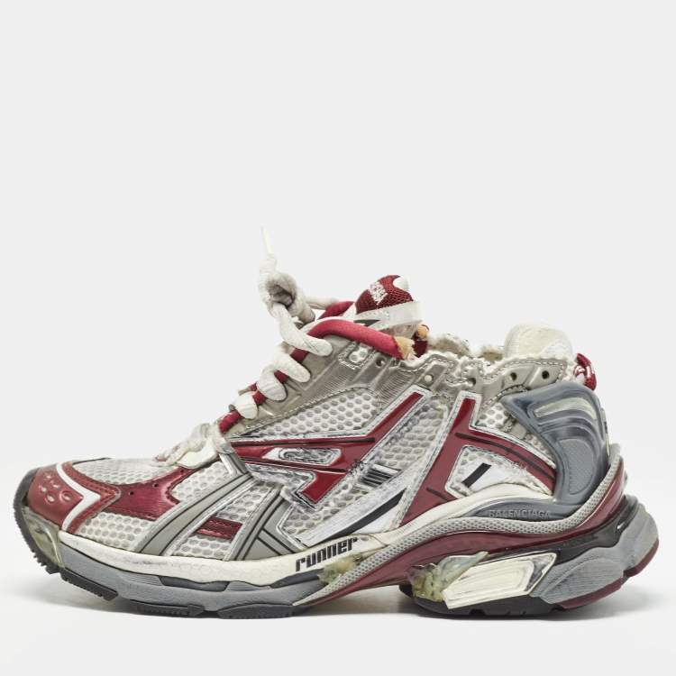Pre Owned Balenciaga Multicolor Faux and Mesh Runner Lace Up Sneakers Size 37