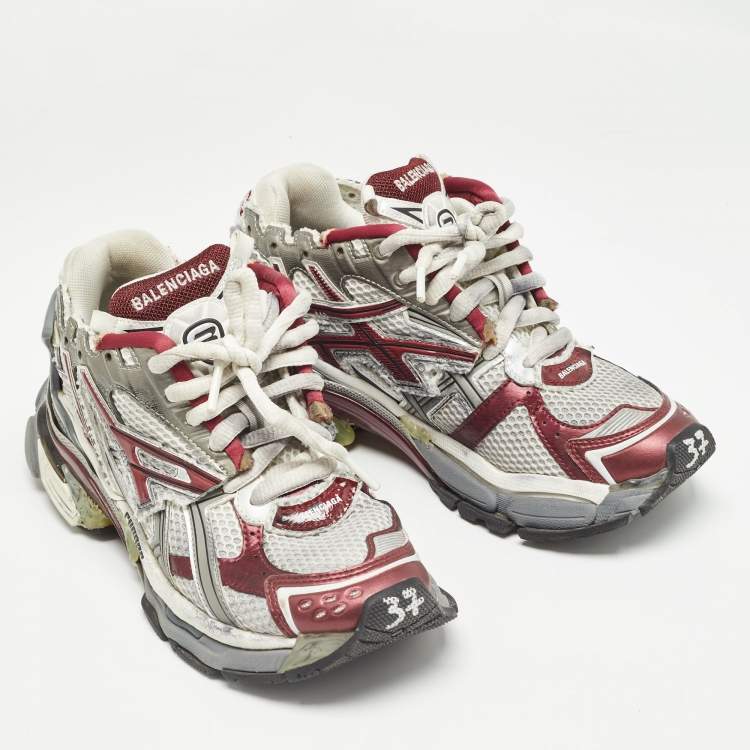 Pre Owned Balenciaga Multicolor Faux and Mesh Runner Lace Up Sneakers Size 37