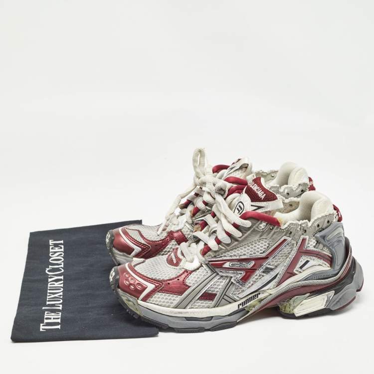 Pre Owned Balenciaga Multicolor Faux and Mesh Runner Lace Up Sneakers Size 37