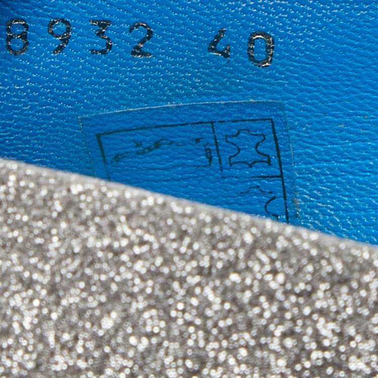 Pre Owned Balenciaga Silver Glitter Knife Pointed Toe Mules Size 40