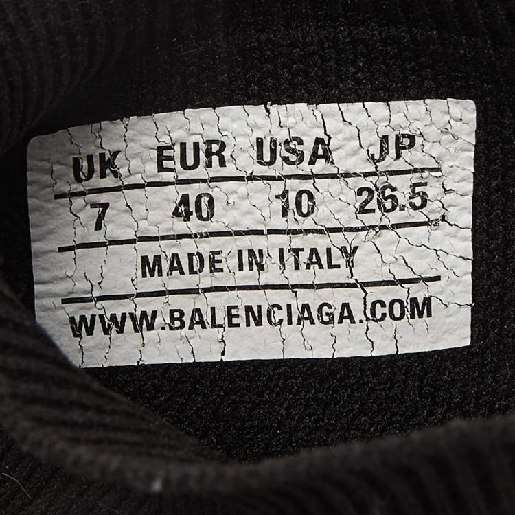 Pre Owned Balenciaga Black Knit Fabric Speed Trainer High Top Sneakers Size 40