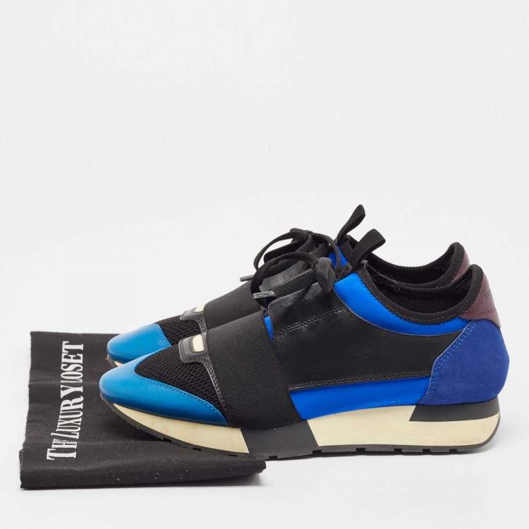 Pre Owned Balenciaga Multicolor Suede and Leather Race Runner Sneakers Size 38