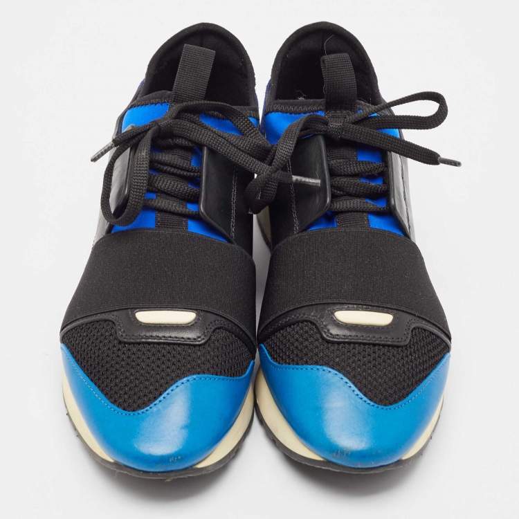 Pre Owned Balenciaga Multicolor Suede and Leather Race Runner Sneakers Size 38