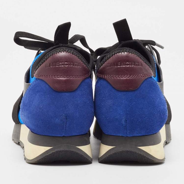 Pre Owned Balenciaga Multicolor Suede and Leather Race Runner Sneakers Size 38