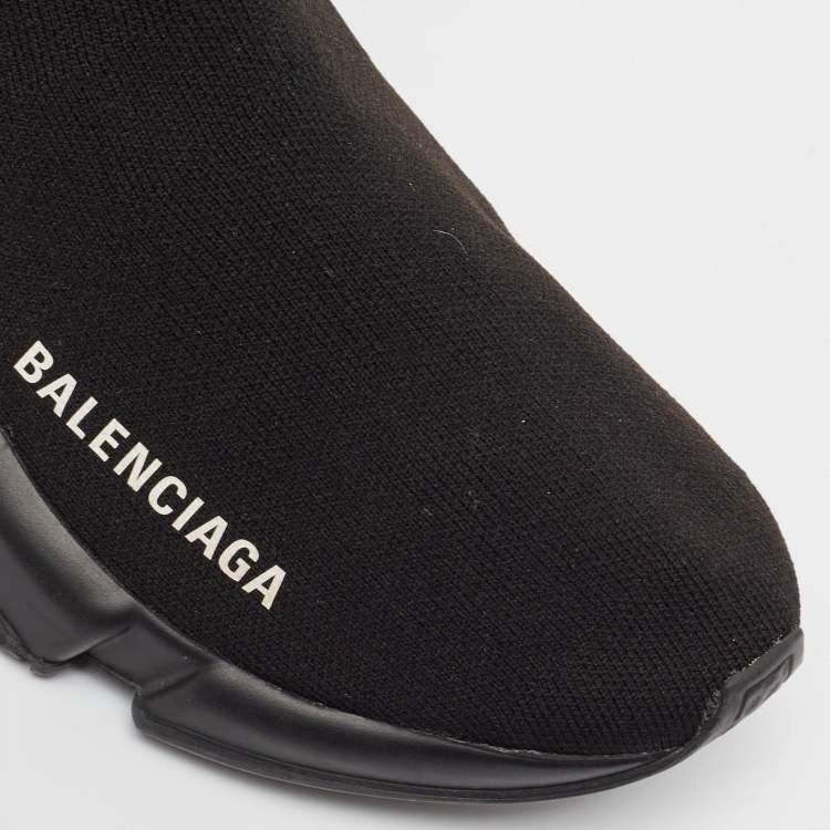 Pre Owned Balenciaga Black Knit Speed Trainer Sneakers Size 36