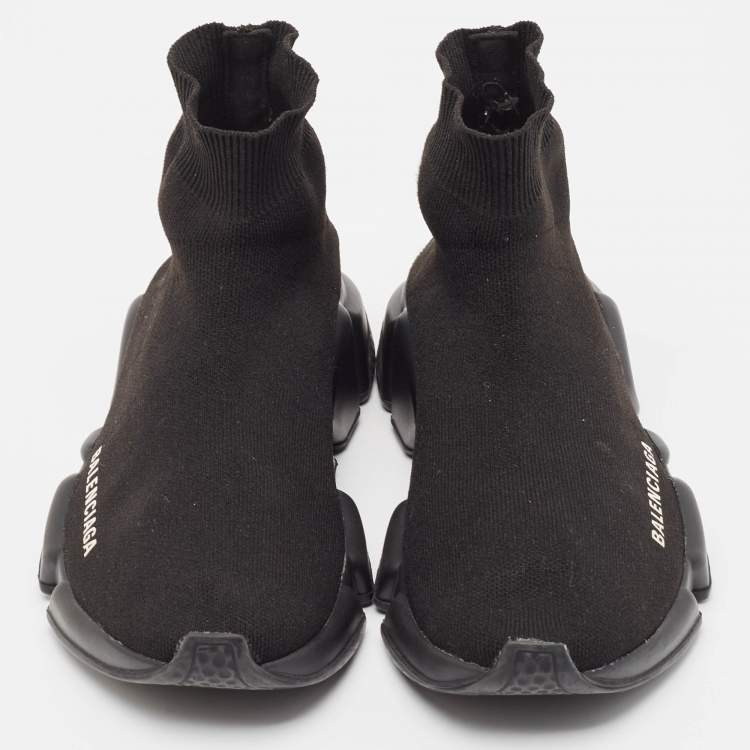 Pre Owned Balenciaga Black Knit Speed Trainer Sneakers Size 36