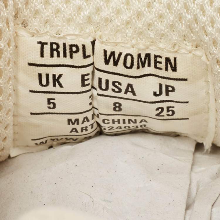 Pre Owned Balenciaga White Leather and Mesh Triple S Low Top Sneakers Size 38